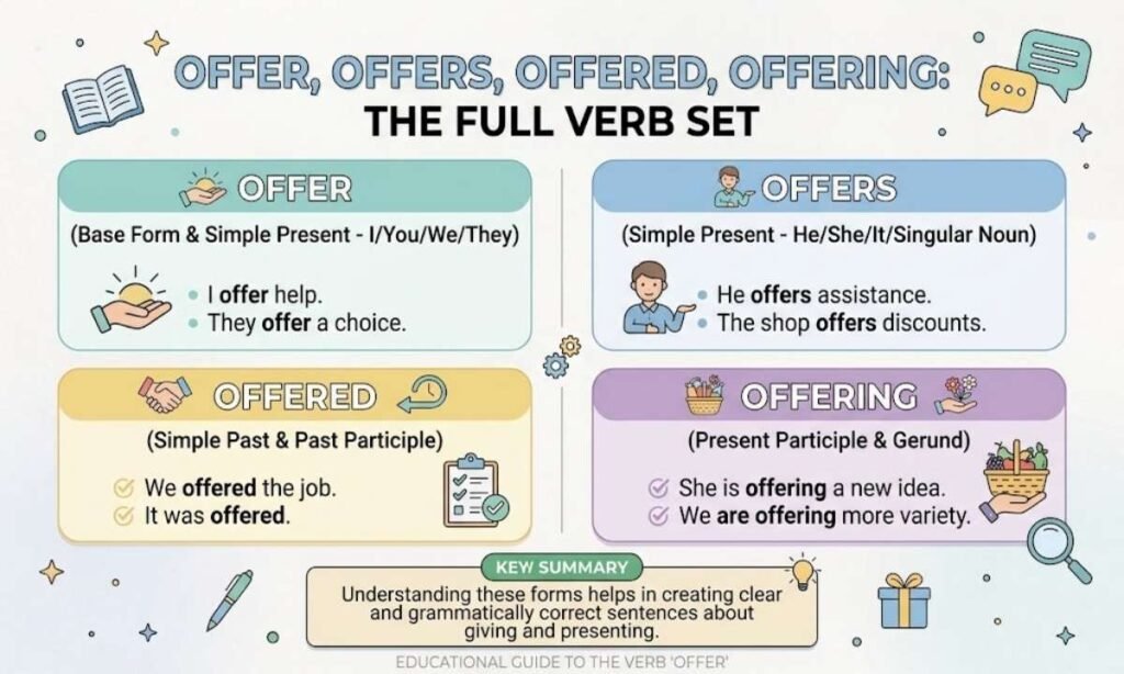 Offer, Offers, Offered, Offering The Full Verb Set