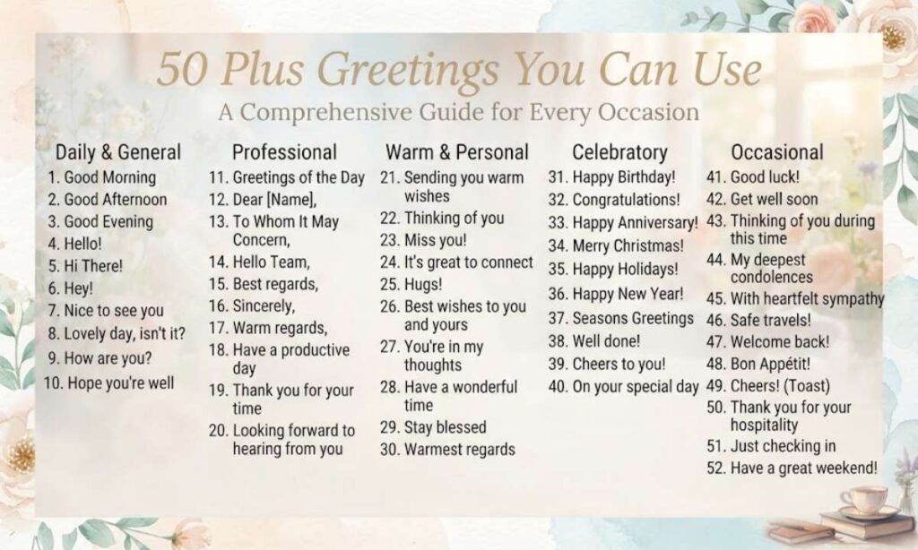 50 Plus Greetings You Can Use