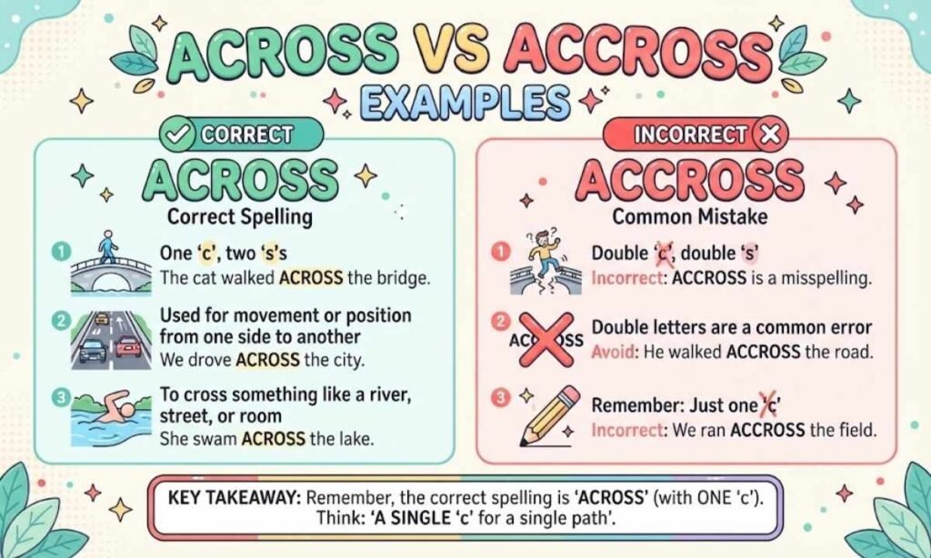 Across vs Accross Examples