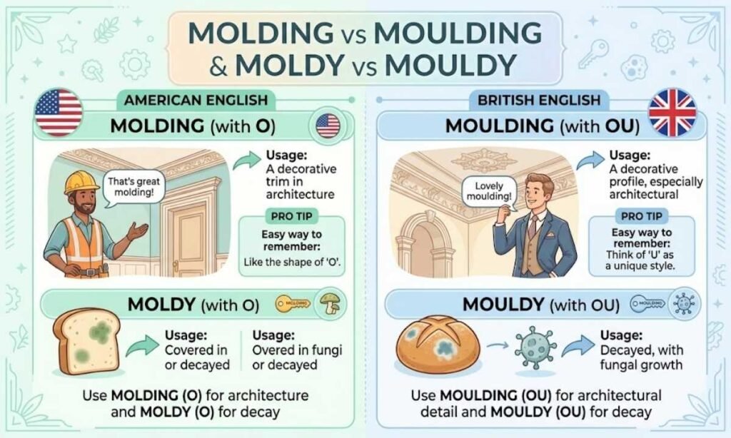 Molding vs Moulding and Moldy vs Mouldy