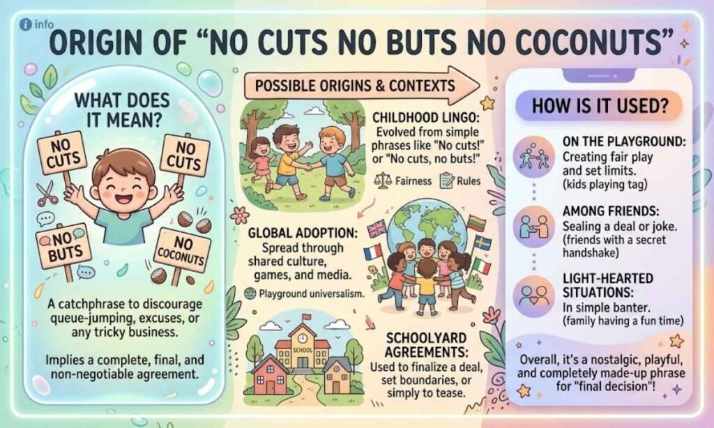 Origin of No Cuts No Buts No Coconuts