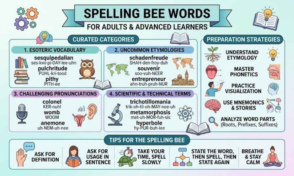 Spelling Bee Words for Adults and Advanced Learners