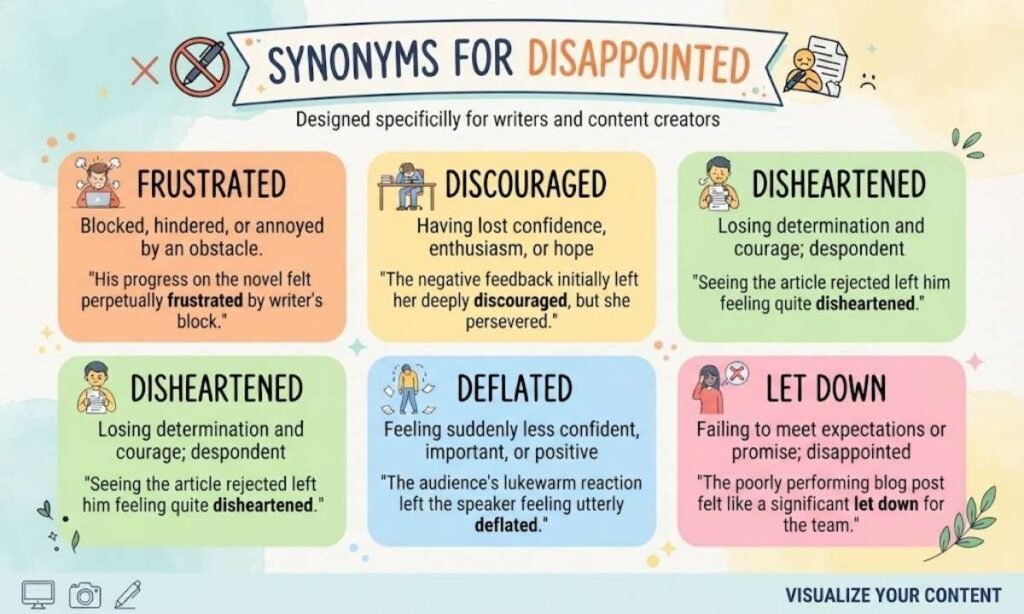 Synonyms for Disappointed for Writers and Content Creators