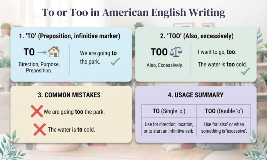 To or Too in American English Writing