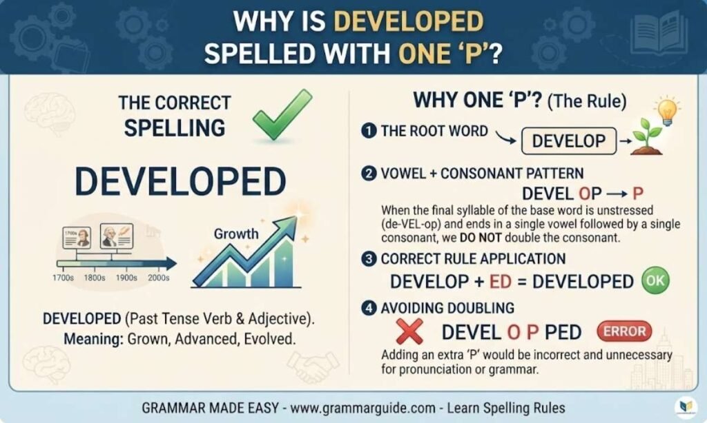 Why Is Developed Spelled With One P
