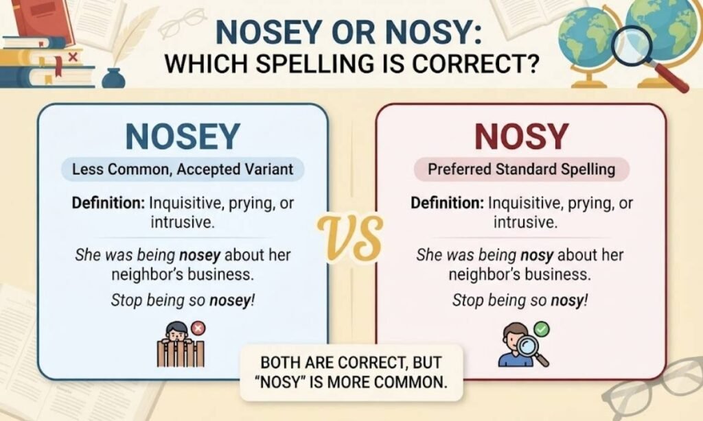 Nosey or Nosy Which Spelling Is Correct